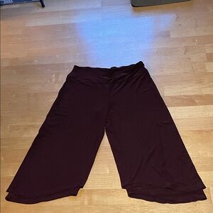 Sympli Deep Burgundy Capri Yolk Two Layer Pants
